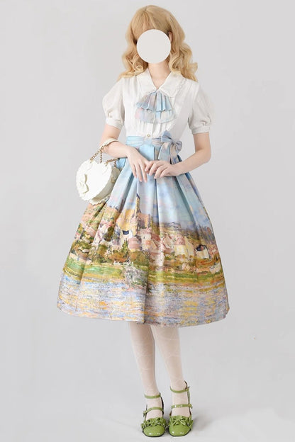Lolita Skirt - Forest Basket, 10 Colors, Ruffled, Printed, Classic Style - S Color15 / M Color15 / L Color15 option