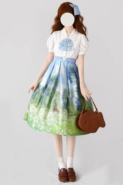 Lolita Skirt - Forest Basket, 10 Colors, Ruffled, Printed, Classic Style - S Color6 / M Color6 / L Color6 option
