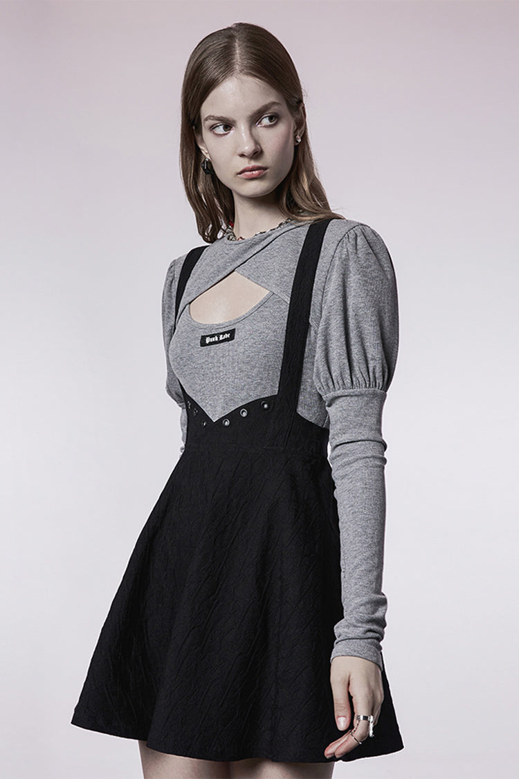 Lolita Skirt - Future Series Metal Buttonhole, Black, Buckle Detail, Women's Style - additional product view 2
