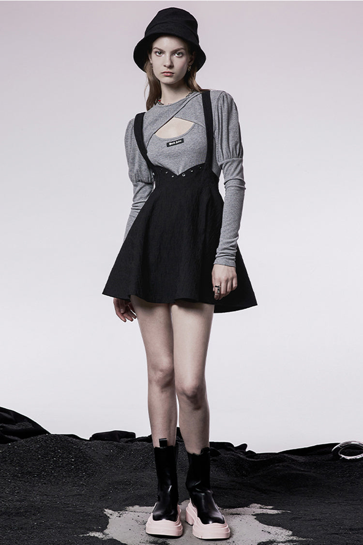Lolita Skirt - Future Series Metal Buttonhole, Black, Buckle Detail, Women's Style - additional product view 4