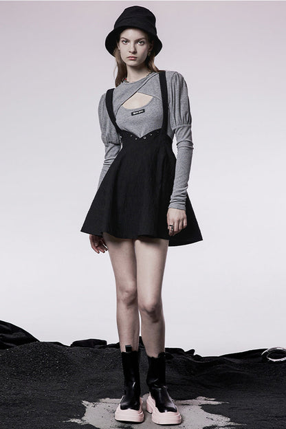 Lolita Skirt - Future Series Metal Buttonhole, Black, Buckle Detail, Women's Style - additional product view 4