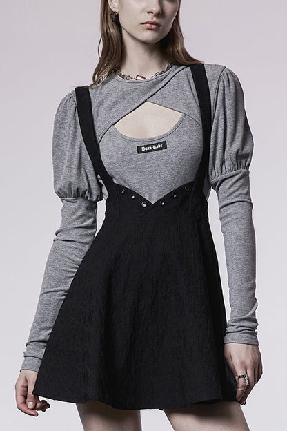 Lolita Skirt - Future Series Metal Buttonhole, Black, Buckle Detail, Women's Style - main product image