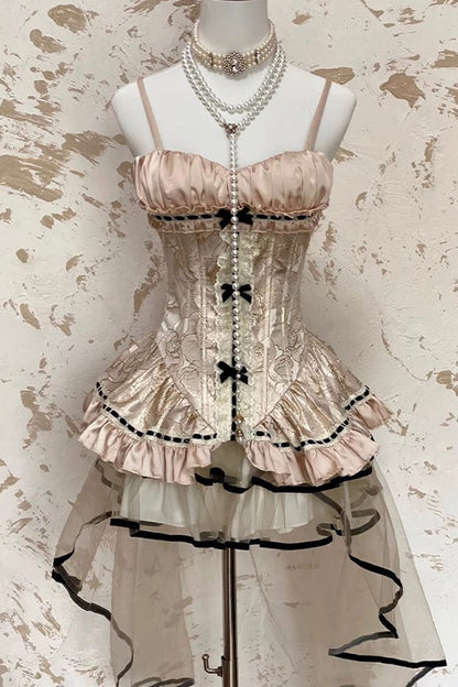 Lolita Skirt - Golden Rose, Gold, Sweet Style, Lace Trim, Ruffled - additional product view 3