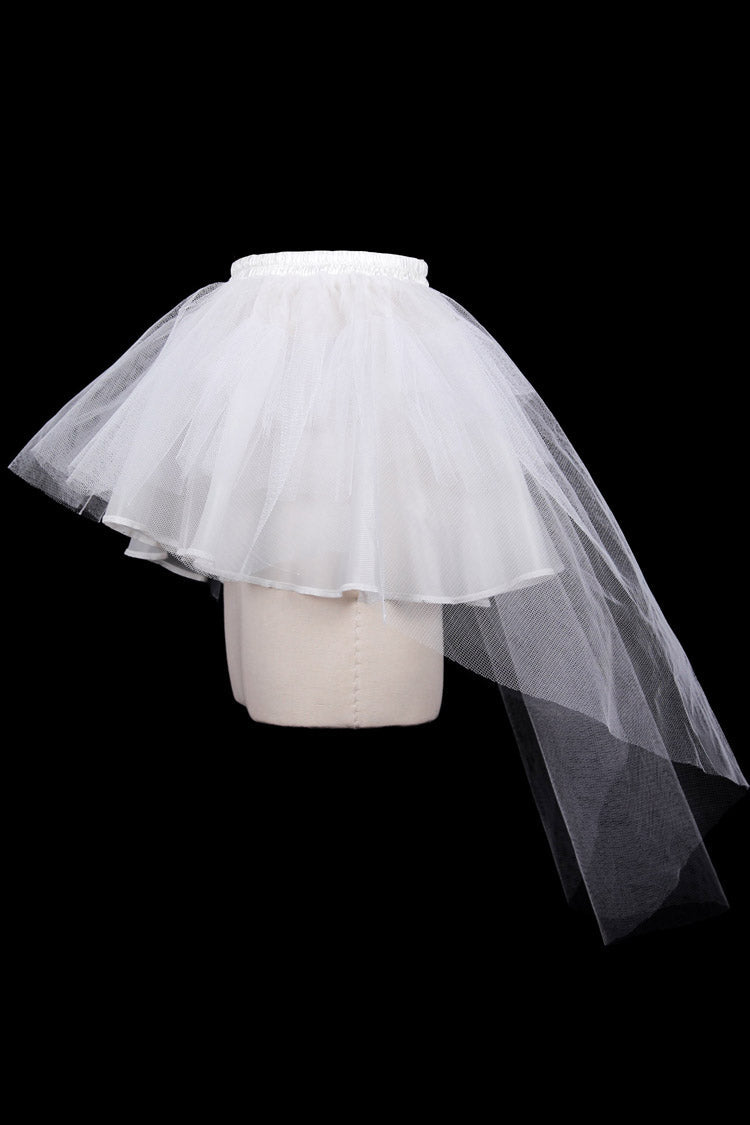 Lolita Skirt - Hard Mesh, White, High-Low Hem, Women's Style, Gothic Style - additional product view 2