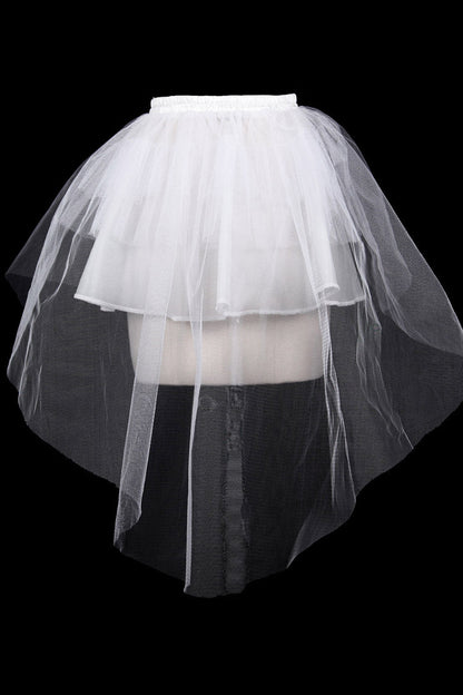 Lolita Skirt - Hard Mesh, White, High-Low Hem, Women's Style, Gothic Style - additional product view 3