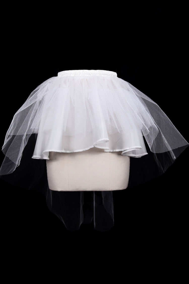 Lolita Skirt - Hard Mesh, White, High-Low Hem, Women's Style, Gothic Style - main product image