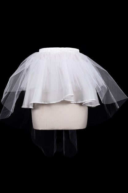 Lolita Skirt - Hard Mesh, White, High-Low Hem, Women's Style, Gothic Style - main product image