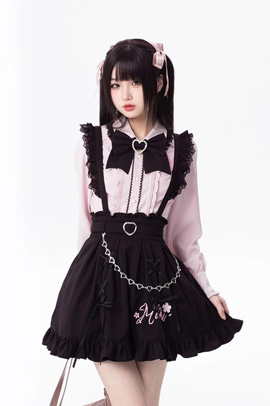 Lolita Skirt - Hatsune Miku, Black, Embroidered, Lace-Up, Lace Trim - additional product view 2