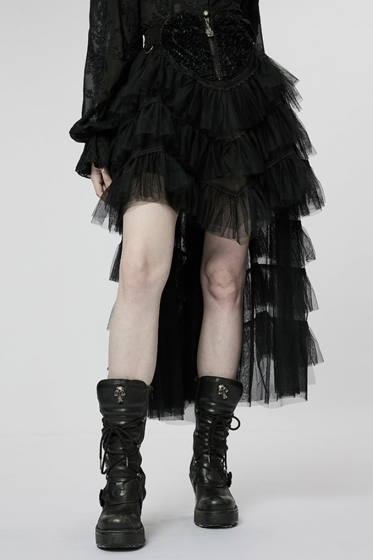 Lolita Skirt - Heart, 2 Colors, Zipper Detail, Women's Style, Embroidered - S Black / L Black / 2XL Black option