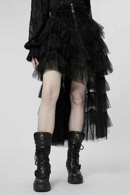 Lolita Skirt - Heart, 2 Colors, Zipper Detail, Women's Style, Embroidered - S Black / L Black / 2XL Black option