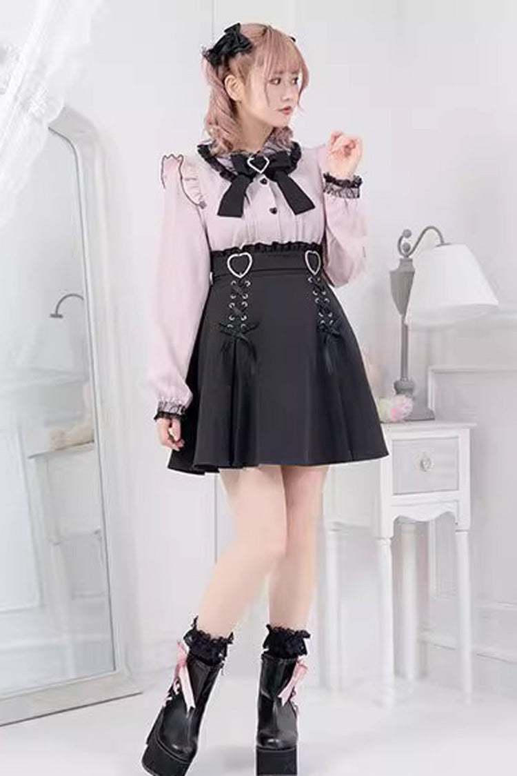 Lolita Skirt - Heart Shape Decoration, 2 Colors, Bow Detail, Sweet Style - additional product view 4