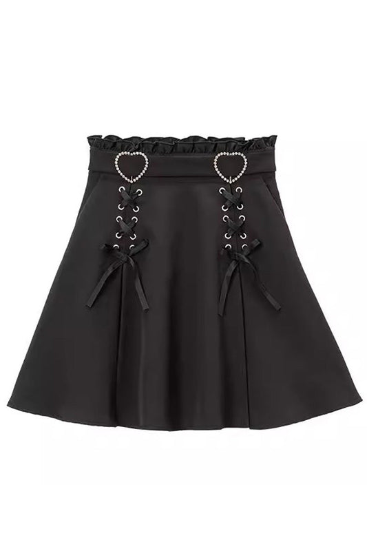 Lolita Skirt - Heart Shape Decoration, 2 Colors, Bow Detail, Sweet Style - main product image