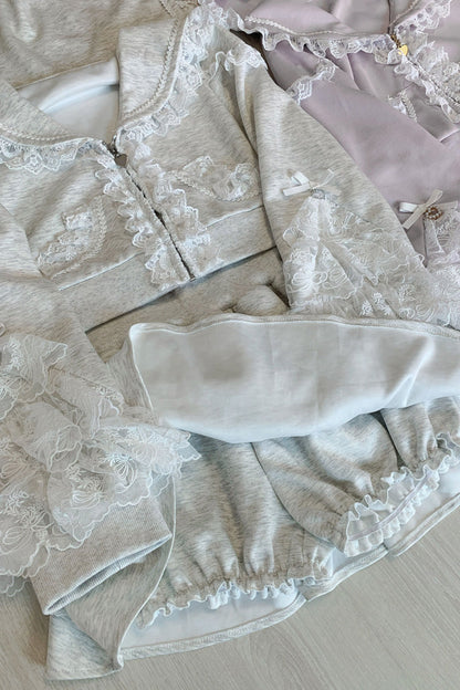 Lolita Skirt - Heartbeat Rhythm, Gray, Ruffled, Long Sleeves, Lace Trim - additional product view 7