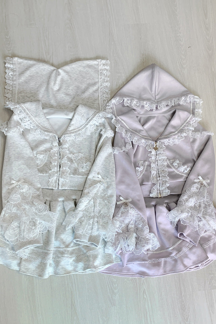 Lolita Skirt - Heartbeat Rhythm, Pink, Long Sleeves, Lace Trim, Ruffled - additional product view 4