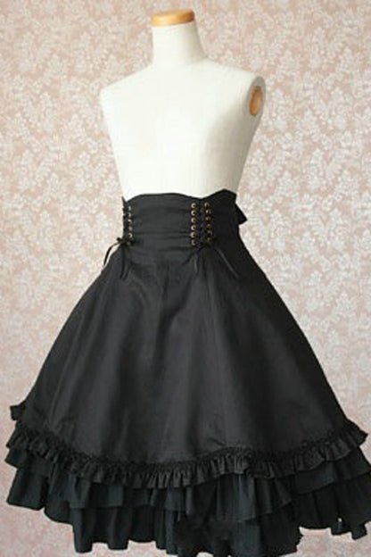 Lolita Skirt - High Waisted Double Breasted, Black, Double-Breasted, High Waist - main product image