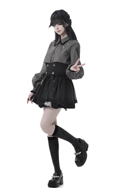 Lolita Skirt - Hymn Of The Cross, Black, Long Length, Short Length, Cross Detail - additional product view 5