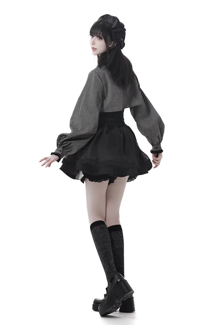 Lolita Skirt - Hymn Of The Cross, Black, Long Length, Short Length, Cross Detail - additional product view 6