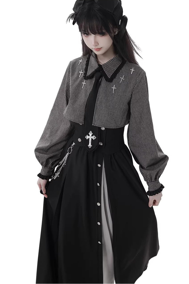 Lolita Skirt - Hymn Of The Cross, Black, Long Length, Short Length, Cross Detail - additional product view 7