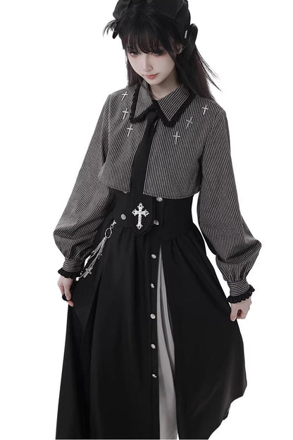 Lolita Skirt - Hymn Of The Cross, Black, Long Length, Short Length, Cross Detail - additional product view 7