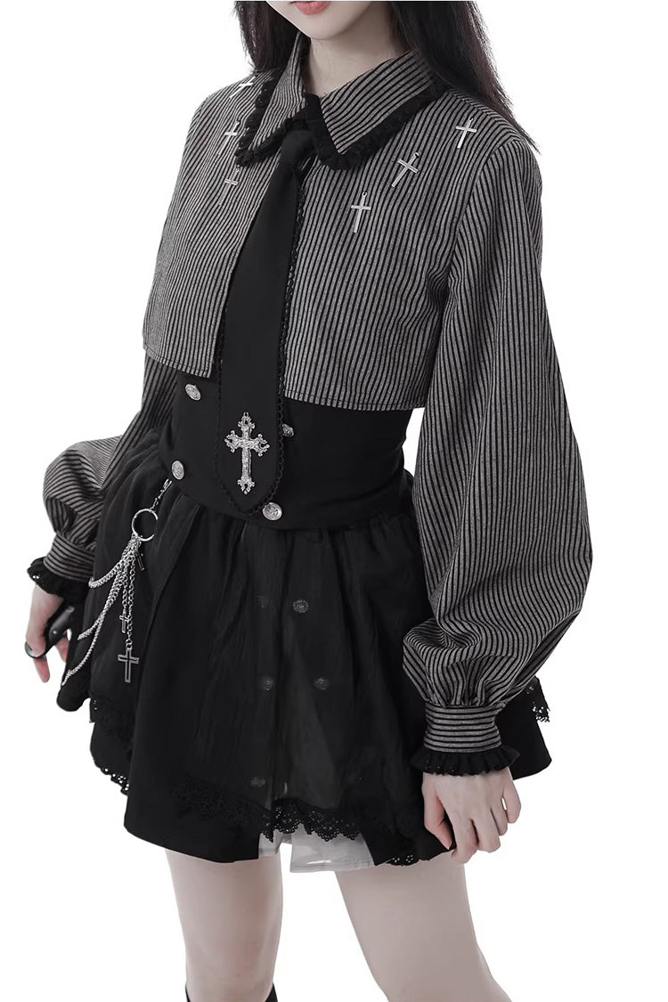 Lolita Skirt - Hymn Of The Cross, Black, Long Length, Short Length, Cross Detail - additional product view 10