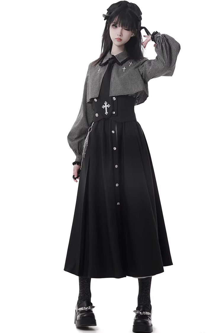 Lolita Skirt - Hymn Of The Cross, Black, Long Length, Short Length, Cross Detail - additional product view 11