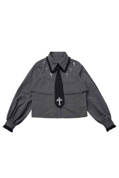 Lolita Skirt - Hymn Of The Cross, Black, Long Length, Short Length, Cross Detail - S Blouse / M Blouse / L Blouse option