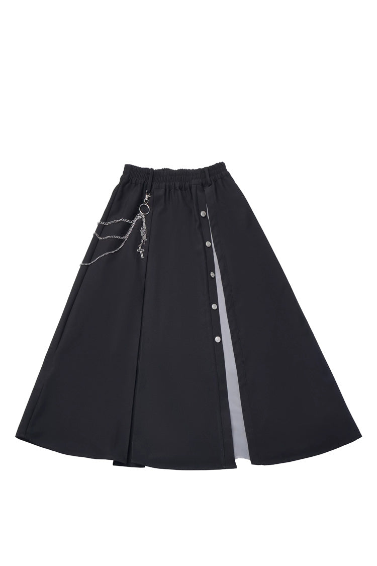 Lolita Skirt - Hymn Of The Cross, Black, Long Length, Short Length, Cross Detail - S Long Skirt / M Long Skirt / L Long Skirt option