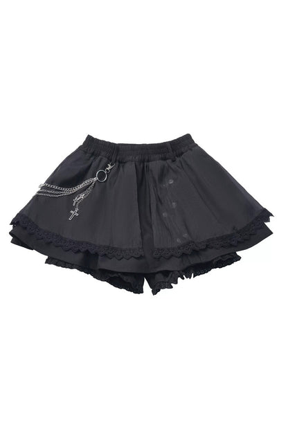 Lolita Skirt - Hymn Of The Cross, Black, Long Length, Short Length, Cross Detail - S Short Skirt / M Short Skirt / L Short Skirt option
