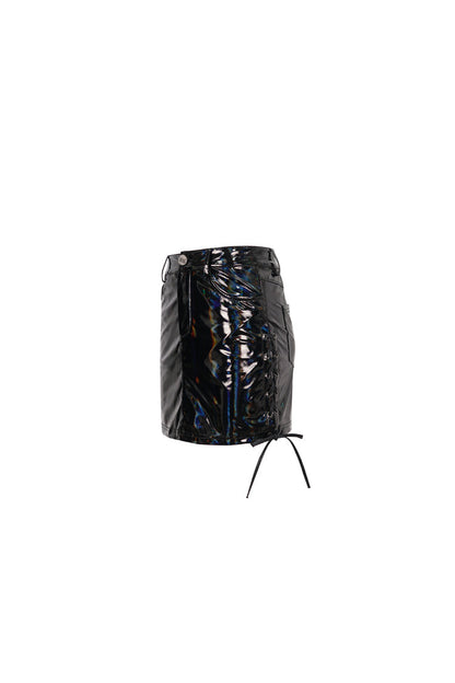 Lolita Skirt - Iridescent Mirrored Side Slit, Black, Slit Detail, Women's Style - additional product view 7