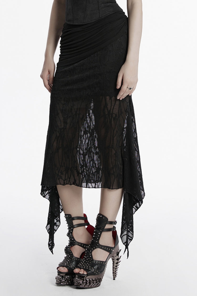 Lolita Skirt - Irregular Mesh Ruched, Black, Fishtail Silhouette, Women's Style - additional product view 2