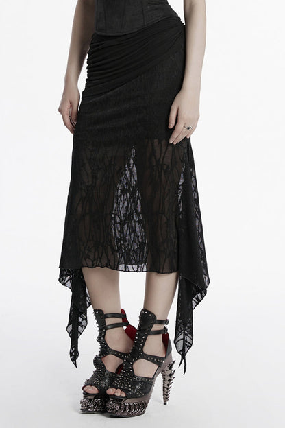 Lolita Skirt - Irregular Mesh Ruched, Black, Fishtail Silhouette, Women's Style - additional product view 2