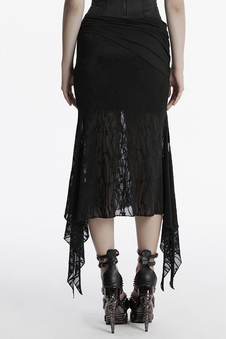 Lolita Skirt - Irregular Mesh Ruched, Black, Fishtail Silhouette, Women's Style - additional product view 3