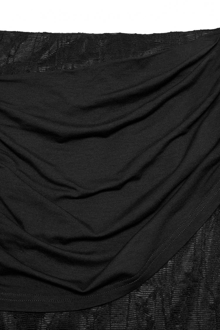 Lolita Skirt - Irregular Mesh Ruched, Black, Fishtail Silhouette, Women's Style - additional product view 5