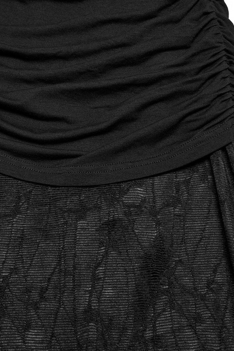 Lolita Skirt - Irregular Mesh Ruched, Black, Fishtail Silhouette, Women's Style - additional product view 8