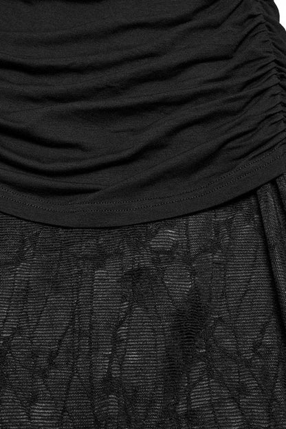 Lolita Skirt - Irregular Mesh Ruched, Black, Fishtail Silhouette, Women's Style - additional product view 8