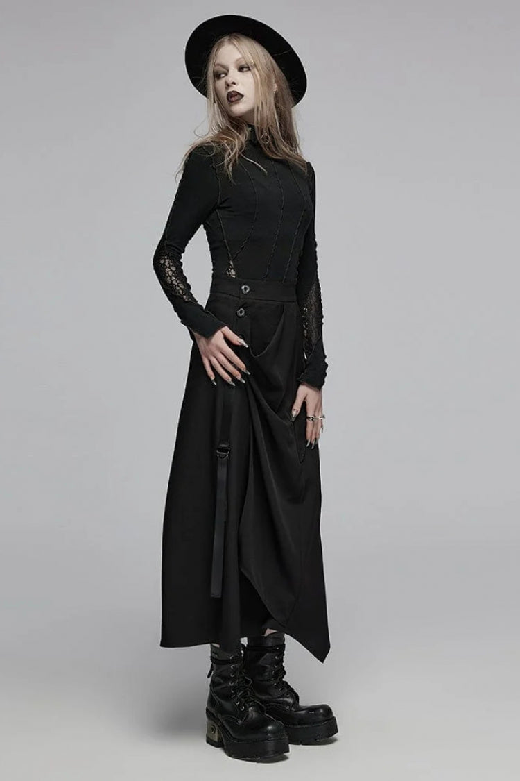 Lolita Skirt - Irregular Ruched, Black, Women's Style, Gothic Style - additional product view 4