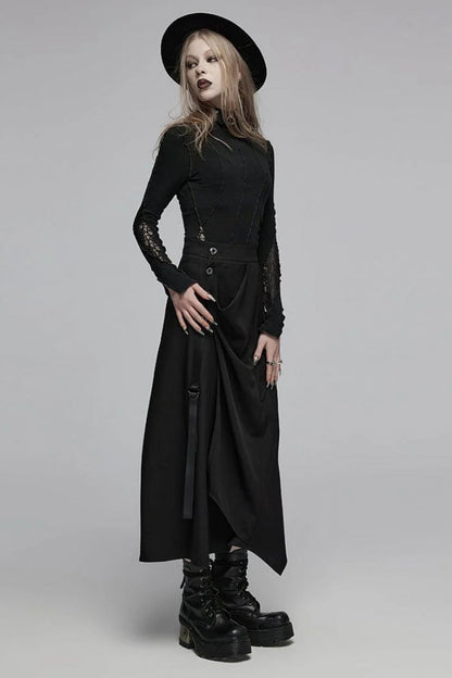 Lolita Skirt - Irregular Ruched, Black, Women's Style, Gothic Style - additional product view 4