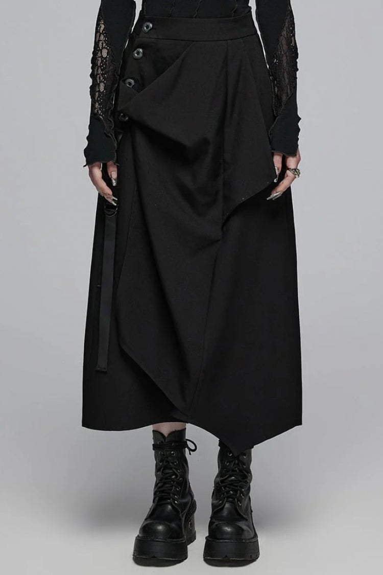 Lolita Skirt - Irregular Ruched, Black, Women's Style, Gothic Style - main product image