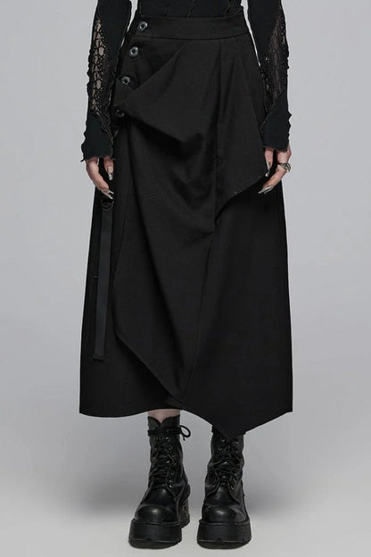 Lolita Skirt - Irregular Ruched, Black, Women's Style, Gothic Style - main product image