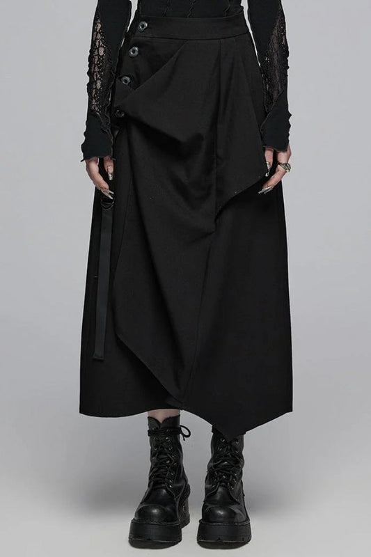 Lolita Skirt - Irregular Ruched, Black, Women's Style, Gothic Style - main product image