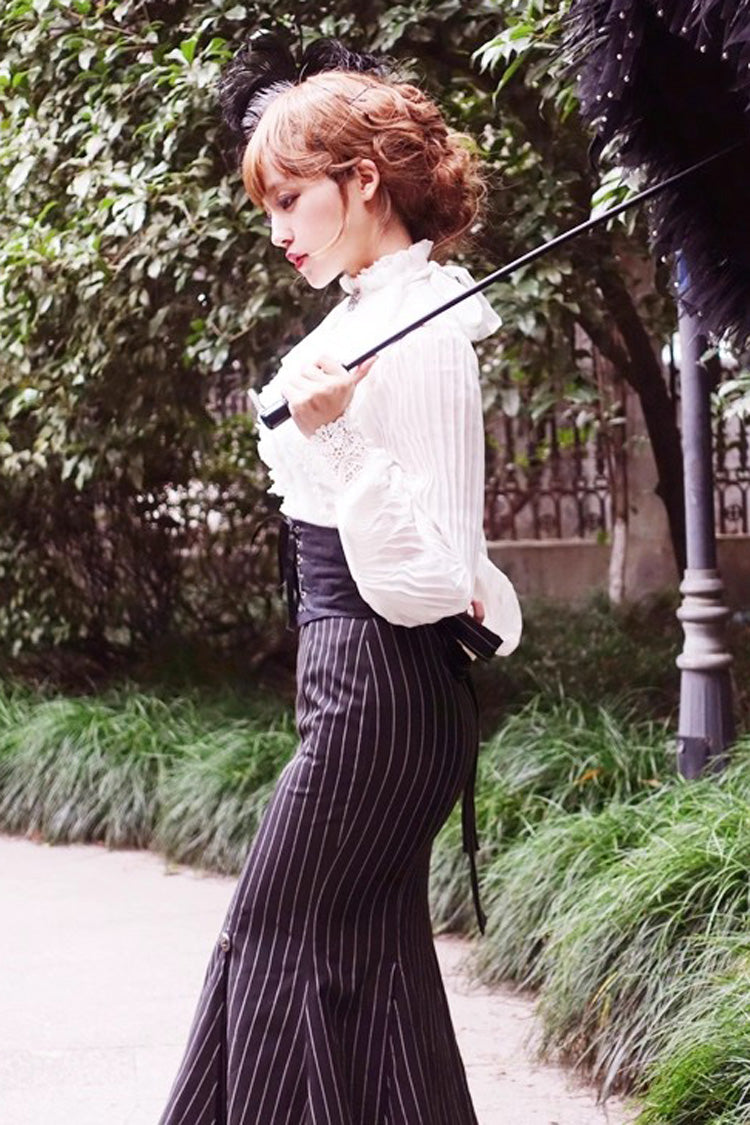 Lolita Skirt - Lorelei, Black, Striped, Printed, Layered - Lolita Coordinate Bottom - additional product view 2