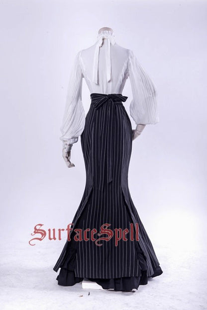 Lolita Skirt - Lorelei, Black, Striped, Printed, Layered - Lolita Coordinate Bottom - additional product view 5
