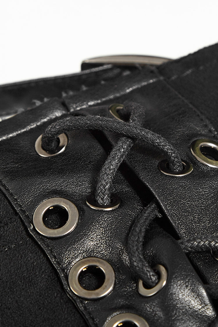 Lolita Skirt - Metal Buckle PU Leather, Black, Buckle Detail, Men's Style, Lace Trim - additional product view 7