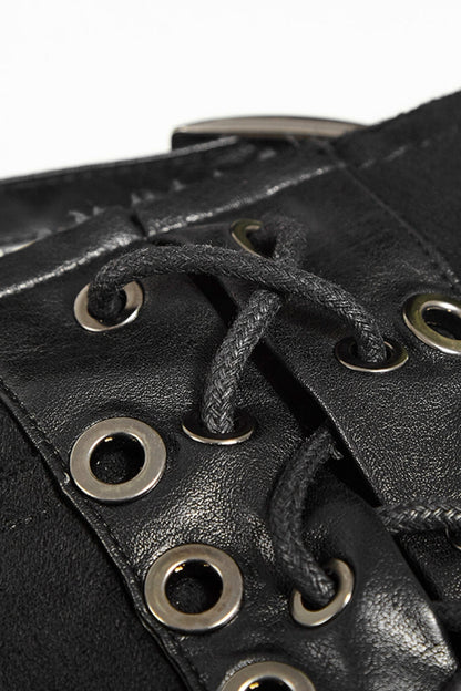 Lolita Skirt - Metal Buckle PU Leather, Black, Buckle Detail, Men's Style, Lace Trim - additional product view 7