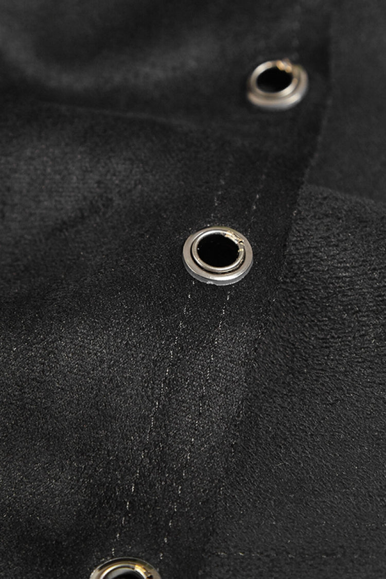 Lolita Skirt - Metal Buckle PU Leather, Black, Buckle Detail, Men's Style, Lace Trim - additional product view 8