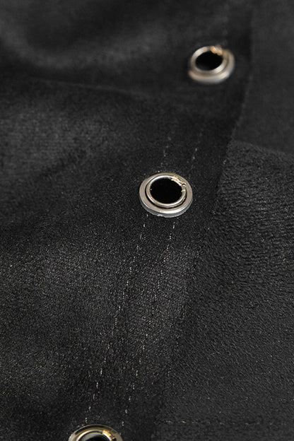 Lolita Skirt - Metal Buckle PU Leather, Black, Buckle Detail, Men's Style, Lace Trim - additional product view 8