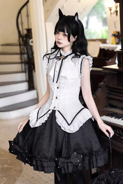 Lolita Skirt - Miss Black Cat, 2 Colors, Printed, Sweet Style, Ballet-Inspired Style - additional product view 2