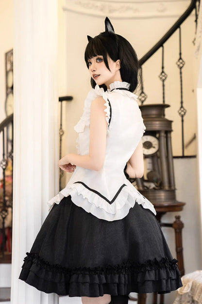 Lolita Skirt - Miss Black Cat, 2 Colors, Printed, Sweet Style, Ballet-Inspired Style - additional product view 4
