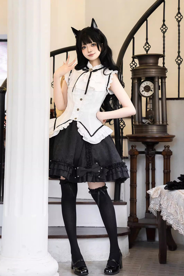 Lolita Skirt - Miss Black Cat, 2 Colors, Printed, Sweet Style, Ballet-Inspired Style - additional product view 5