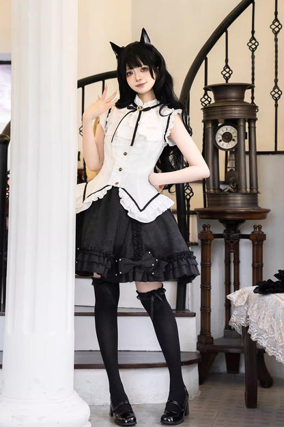 Lolita Skirt - Miss Black Cat, 2 Colors, Printed, Sweet Style, Ballet-Inspired Style - additional product view 5